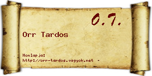 Orr Tardos névjegykártya